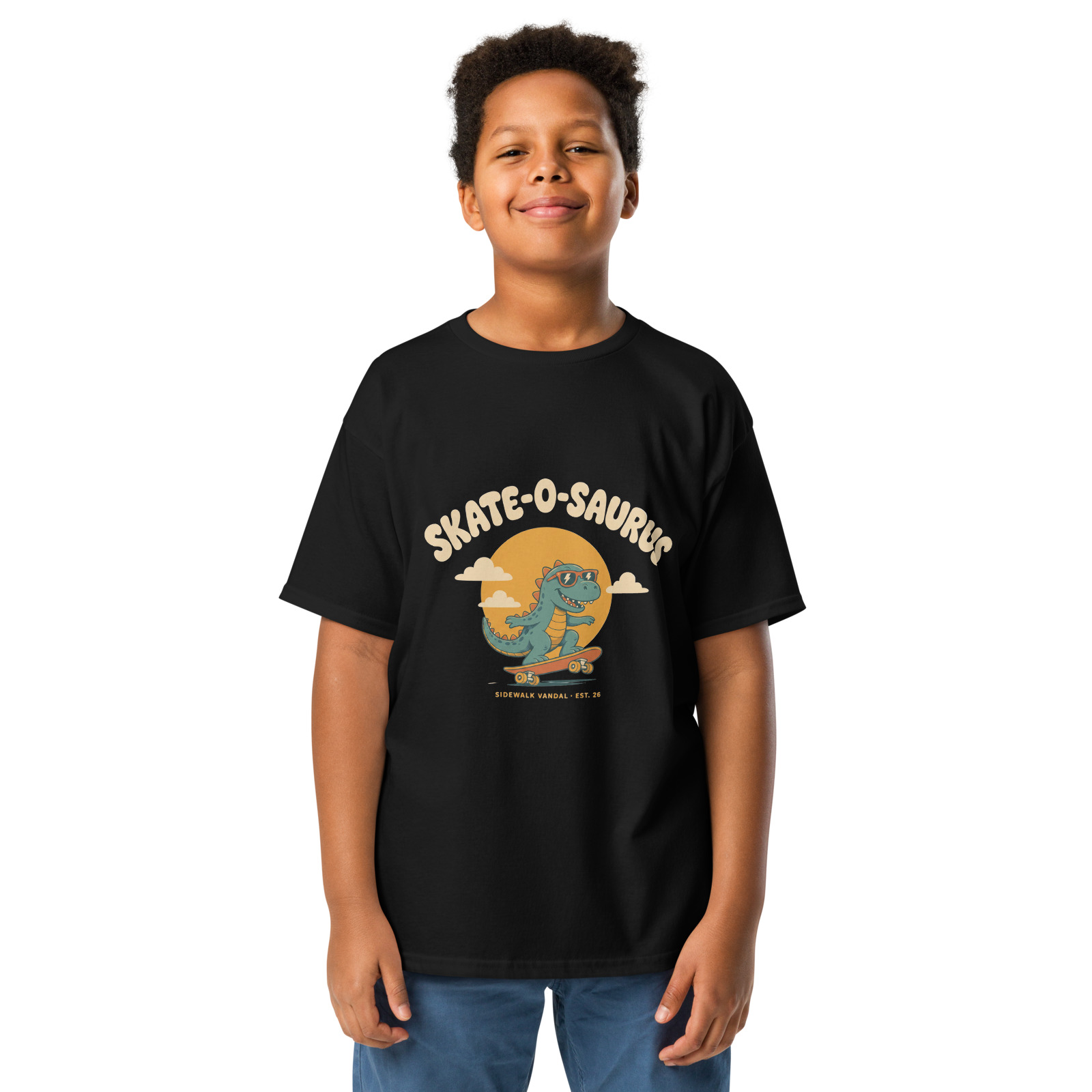 Skate-O-Saurus Tee — Black — Front view