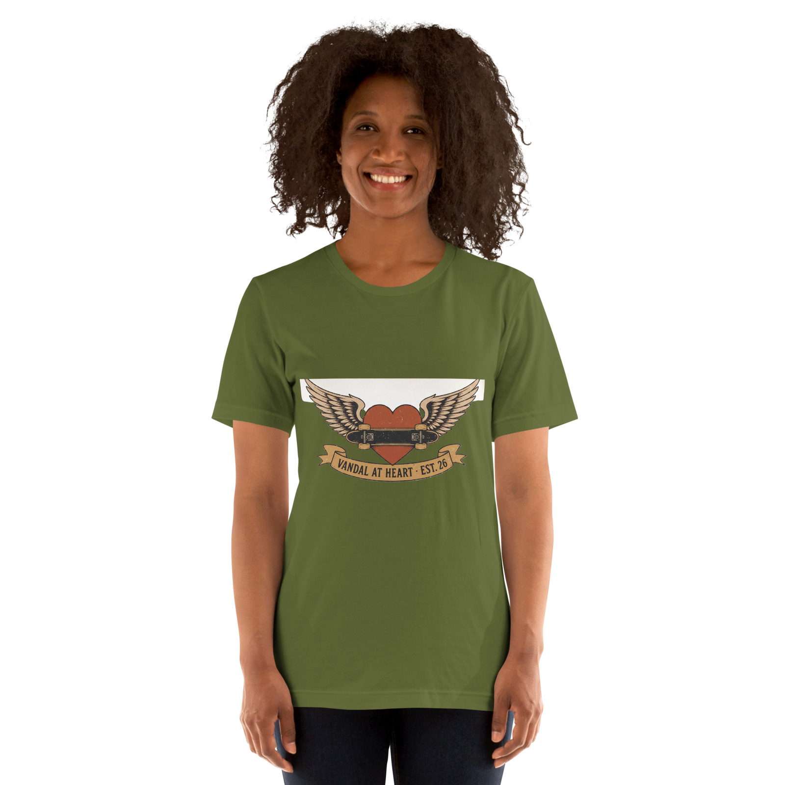Vandal At Heart Tee — Olive — Front view