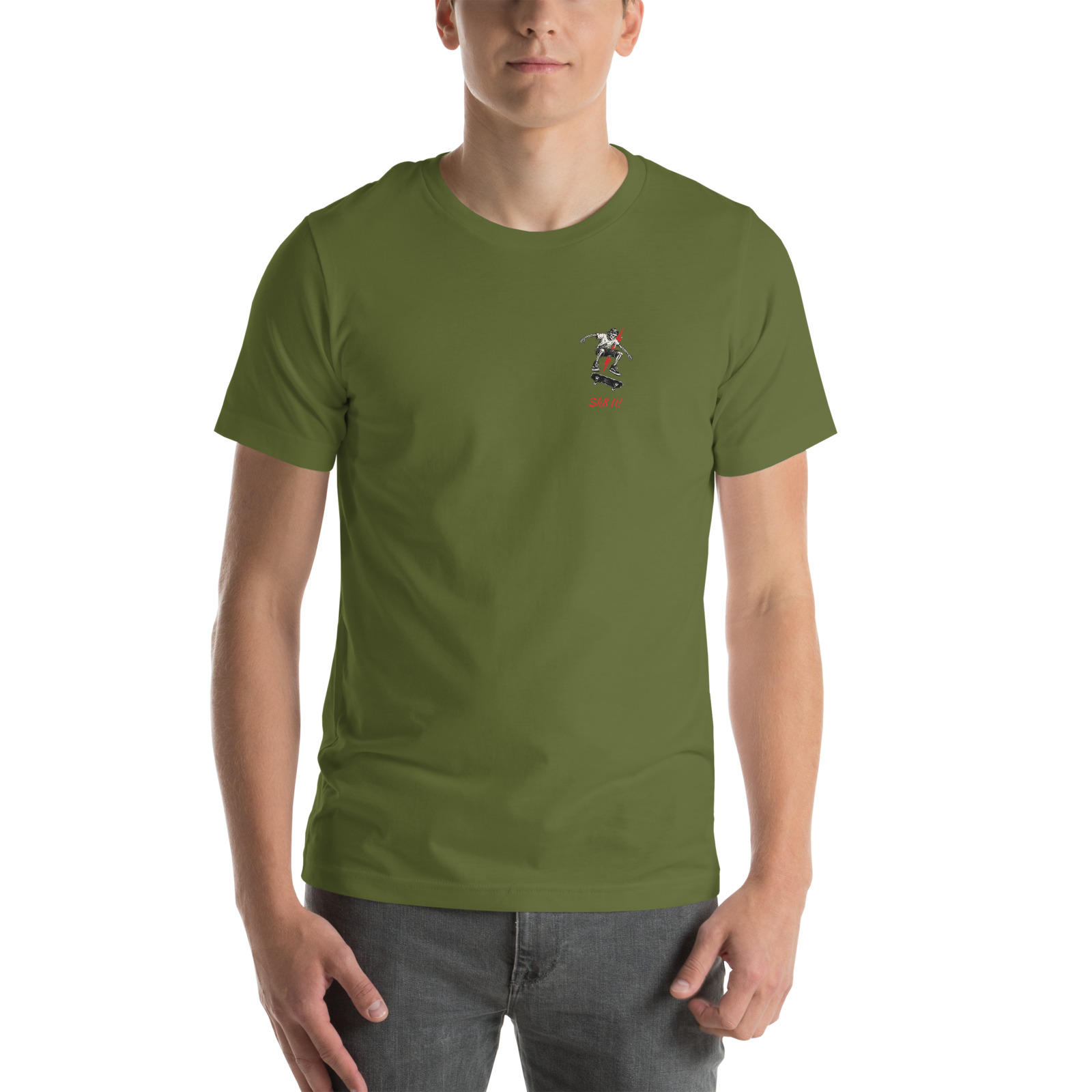 YOLO Kickflip Tee — Olive — Front view