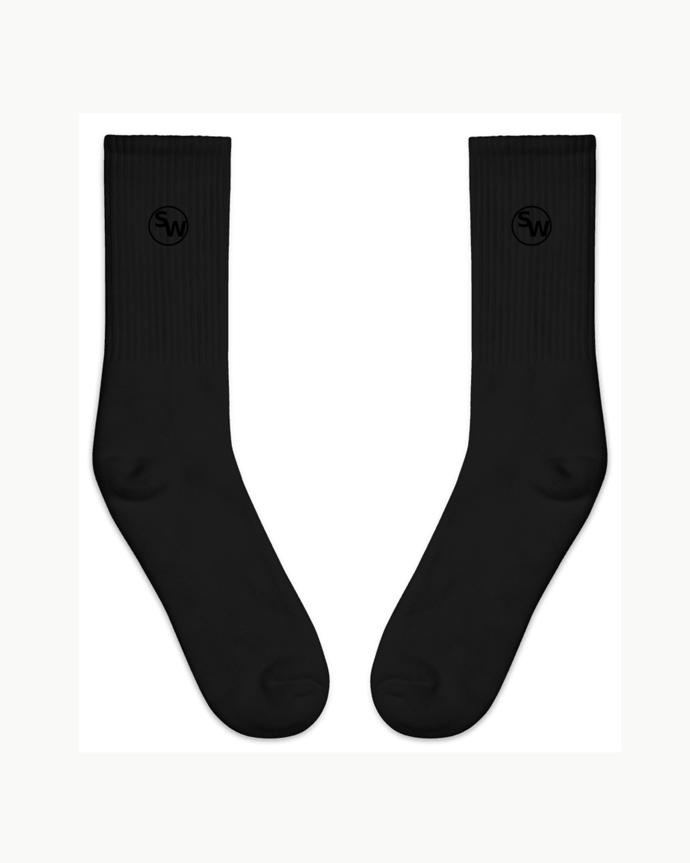 SW Monogram Crew Socks — Black