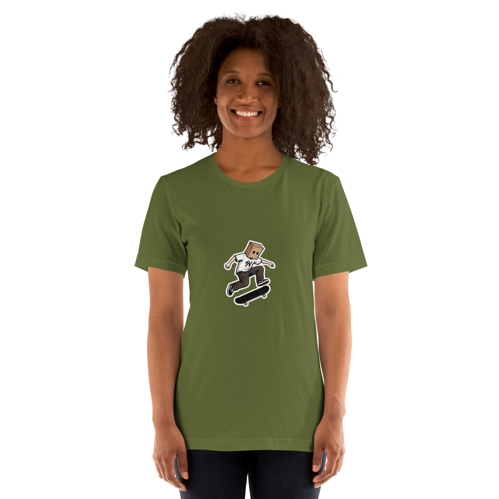 Box Head Roll Forever Tee — Olive — Front view