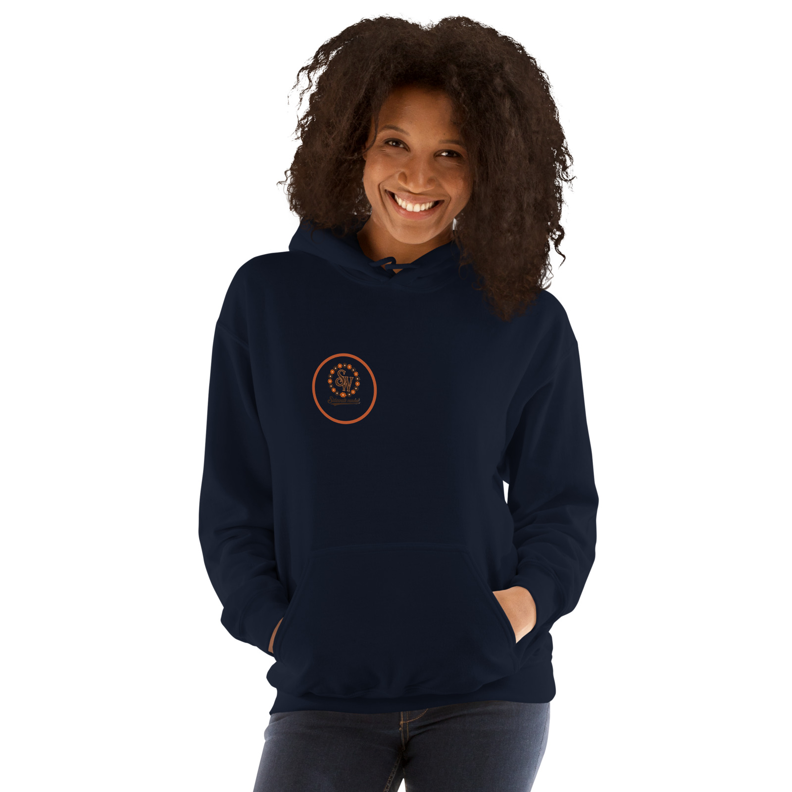 Daisy Roll Hoodie — Navy — Front view