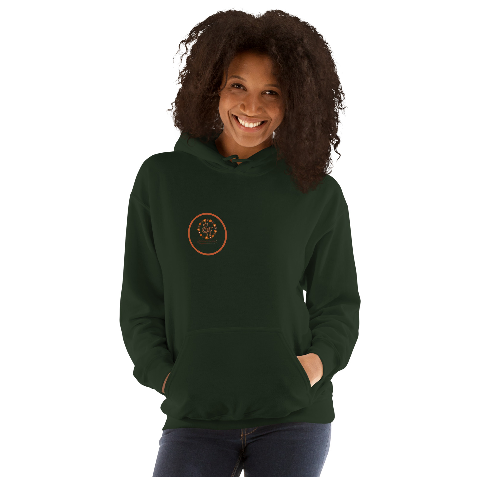 Daisy Roll Hoodie — Forest Green — Front view