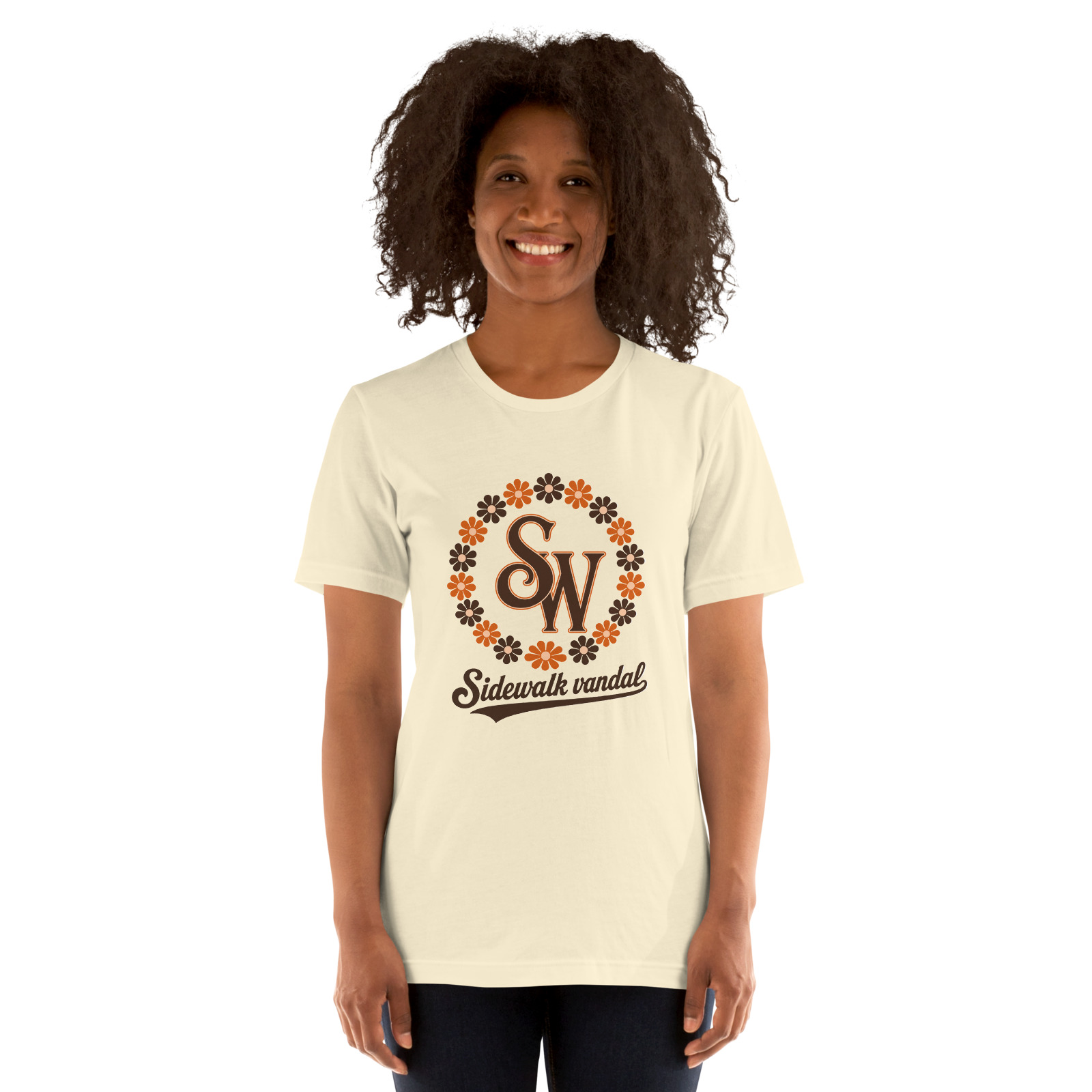 Daisy Chain Monogram Tee — Natural — Front view