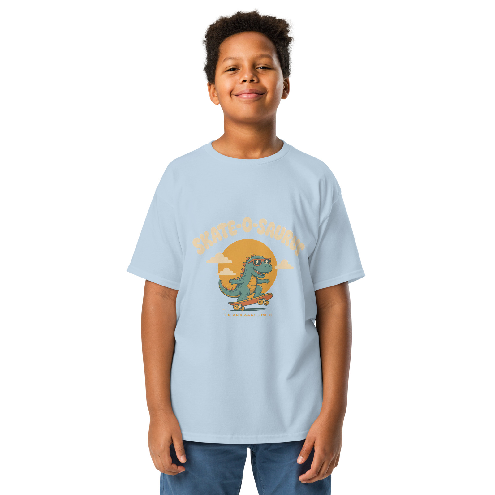 SideWalk Vandal Skate-O-Saurus Tee — Light Blue