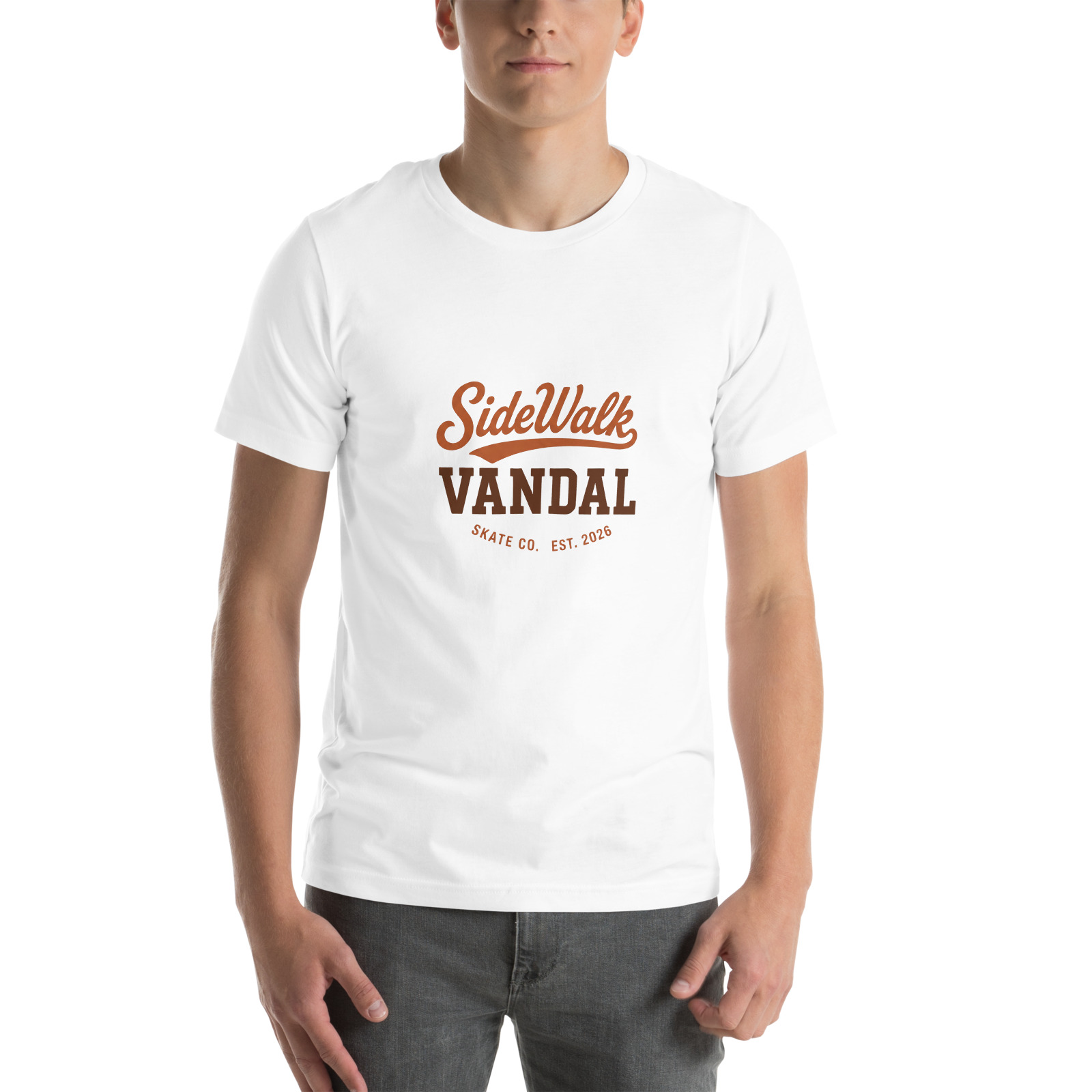 Script Wordmark Tee — White — Front view