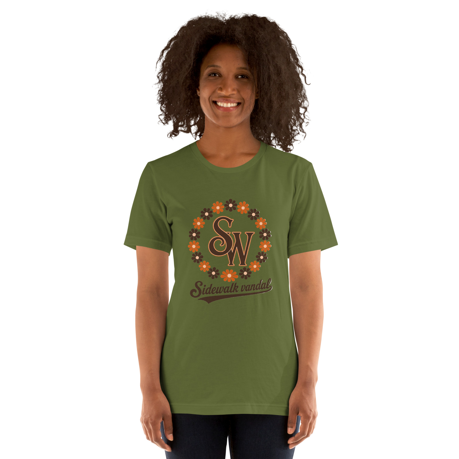 Daisy Chain Monogram Tee — Olive — Front view