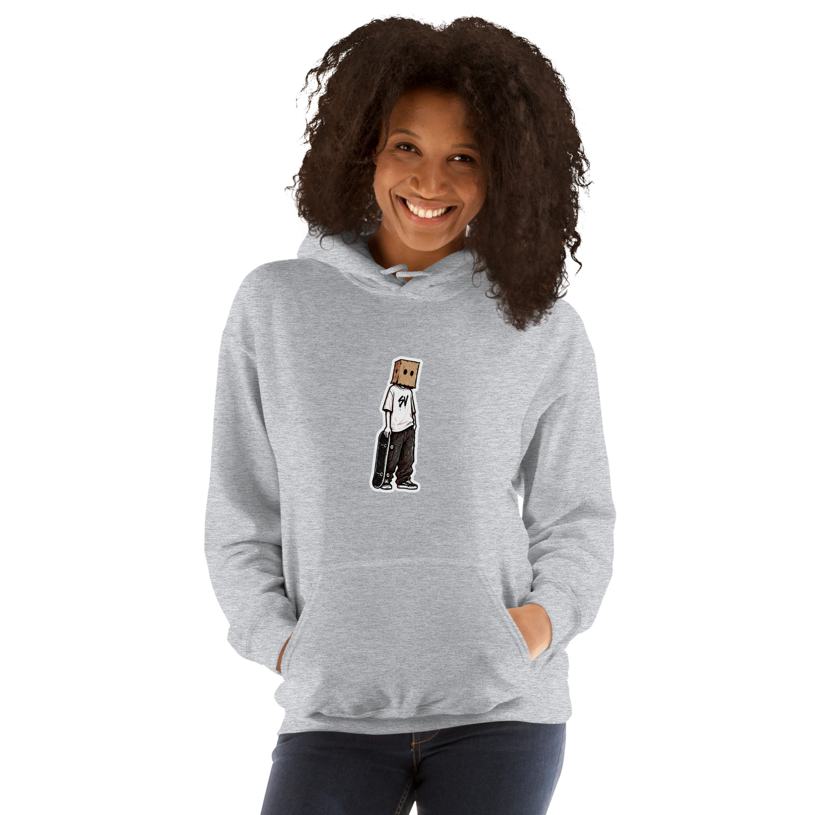 Box Head Stacked Type Hoodie — Sport Grey — Front view