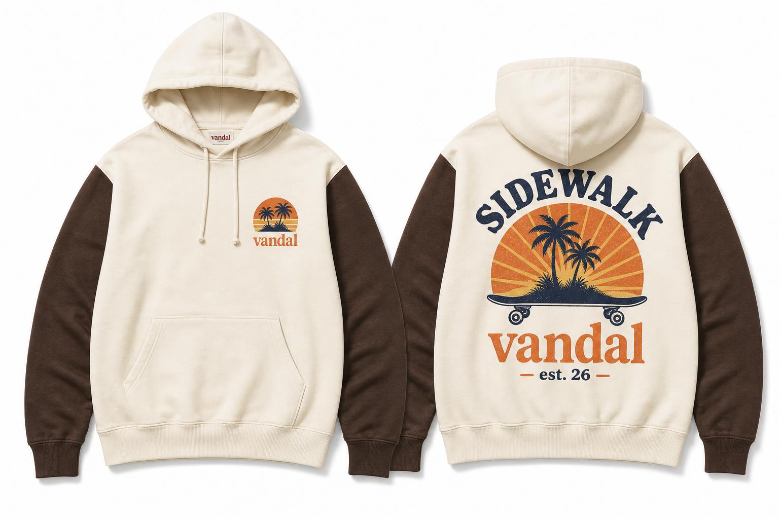 Sidewalk Vandal AOP Hoodie — Bone / Cocoa
