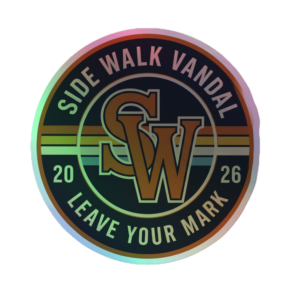 SW Monogram Holo Sticker — Rainbow Foil — Front view