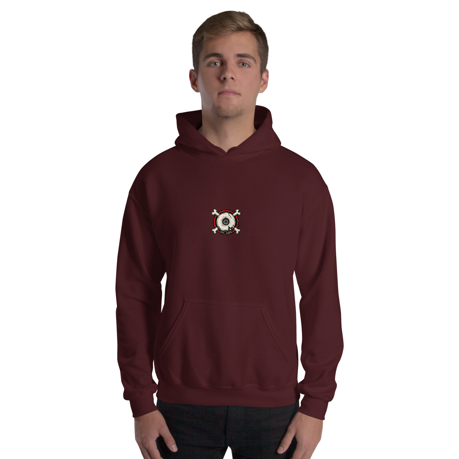 Bone Rattle Hoodie — Maroon — Front view