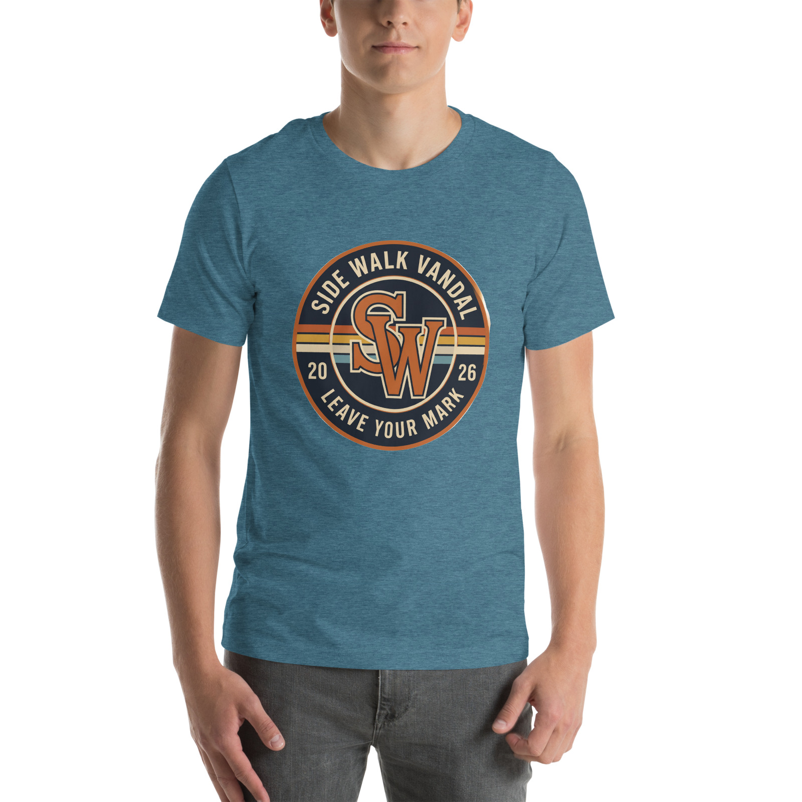 SW Monogram Badge Tee — Heather Deep Teal