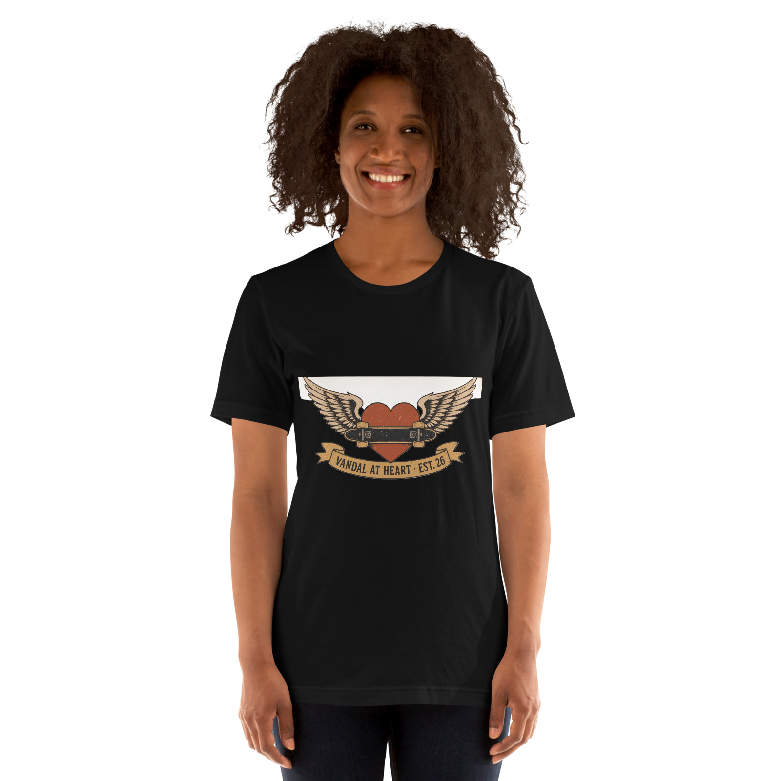 Vandal At Heart Tee — Black — Front view