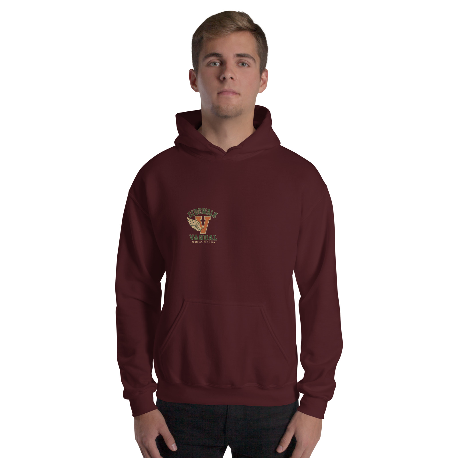 Wingline Hoodie — Maroon — Front view
