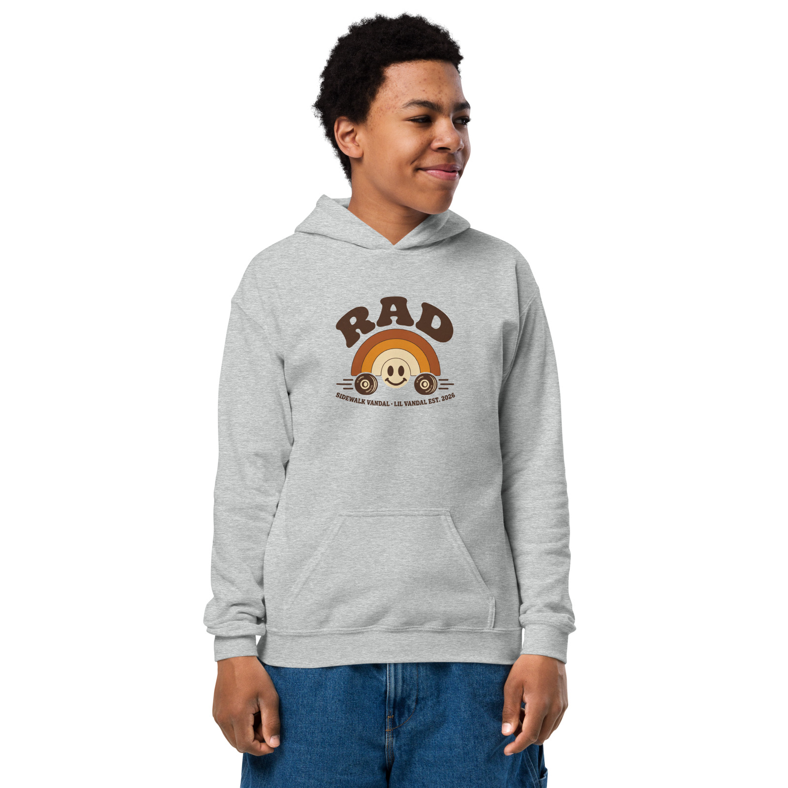 SideWalk Vandal Rad Rainbow Kids Hoodie — Sport Grey