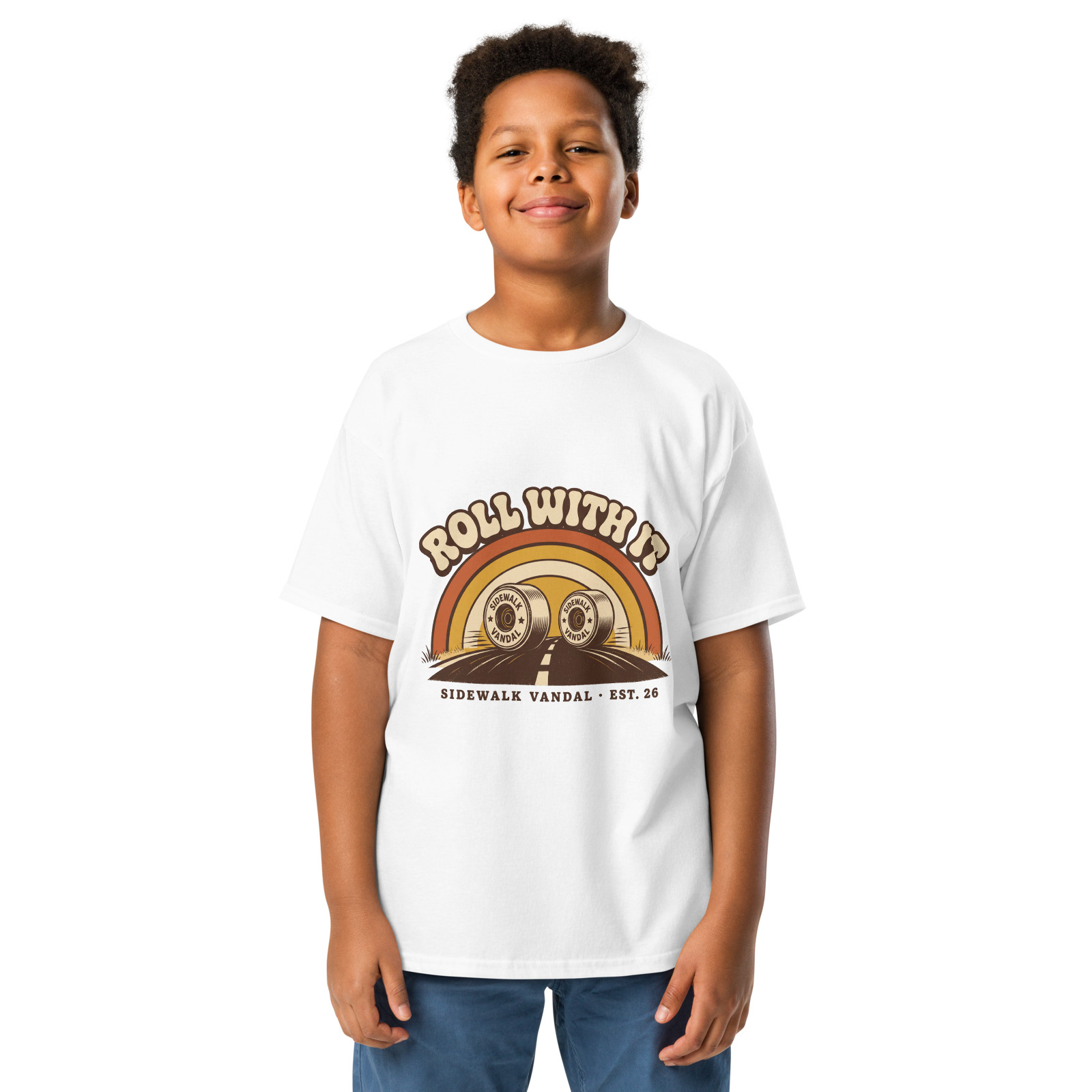 Roll With It Tee — White — Front view