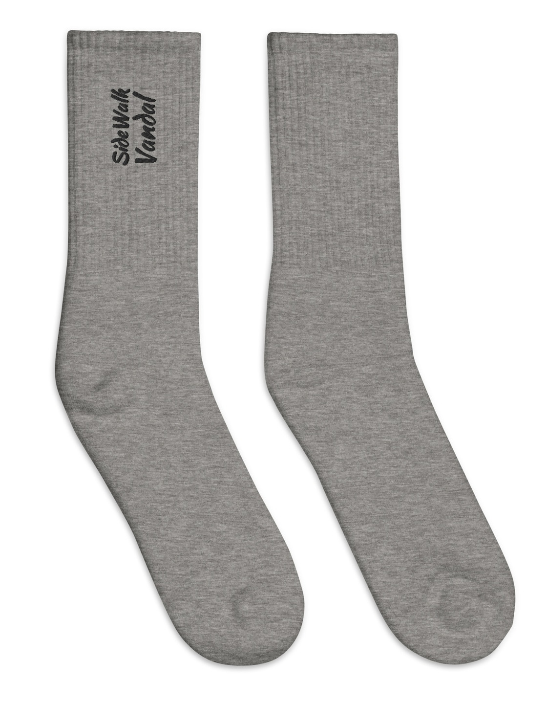 SideWalk Vandal Script Crew Socks — Heather Grey — Front view