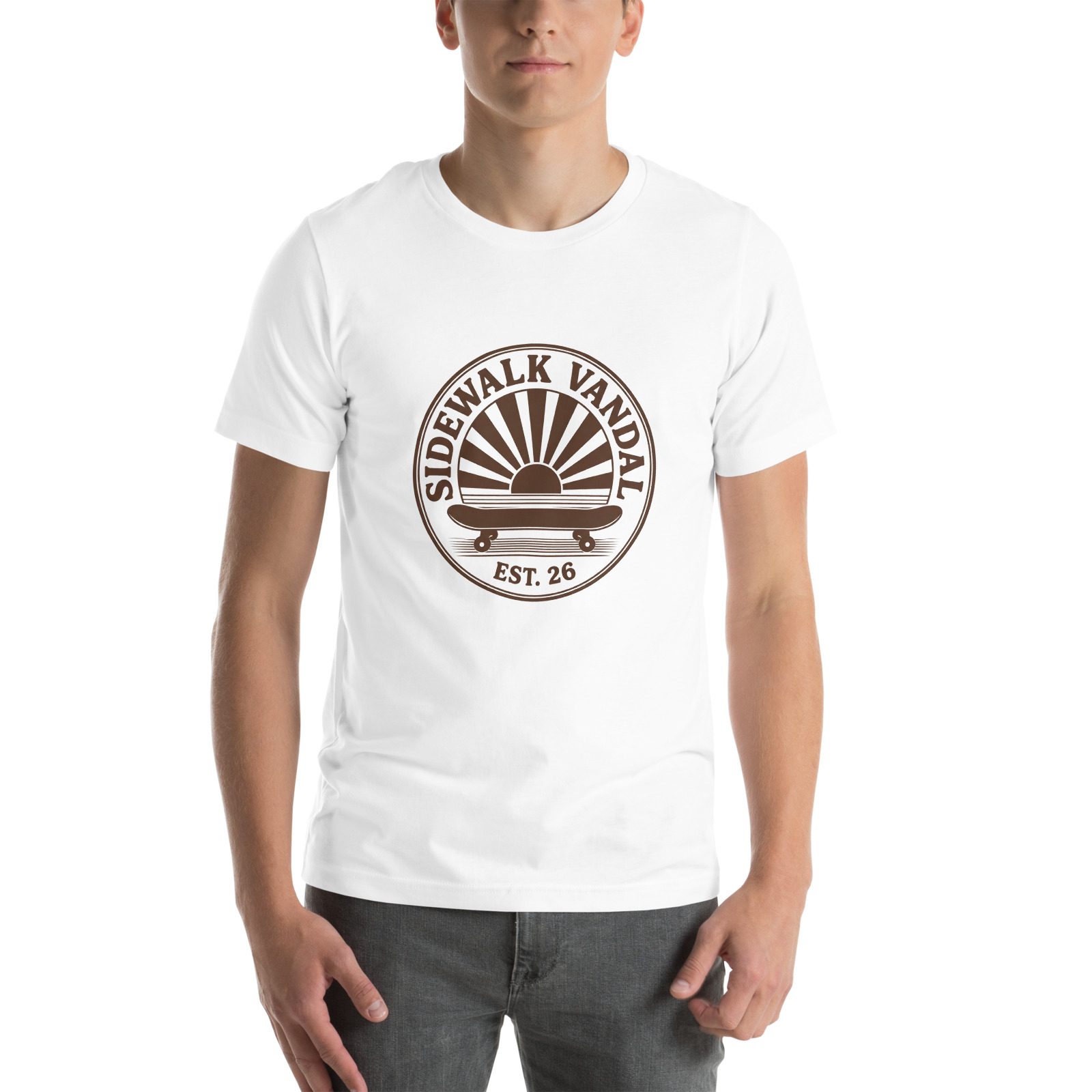 Sunrise Crest Tee — White — Front view