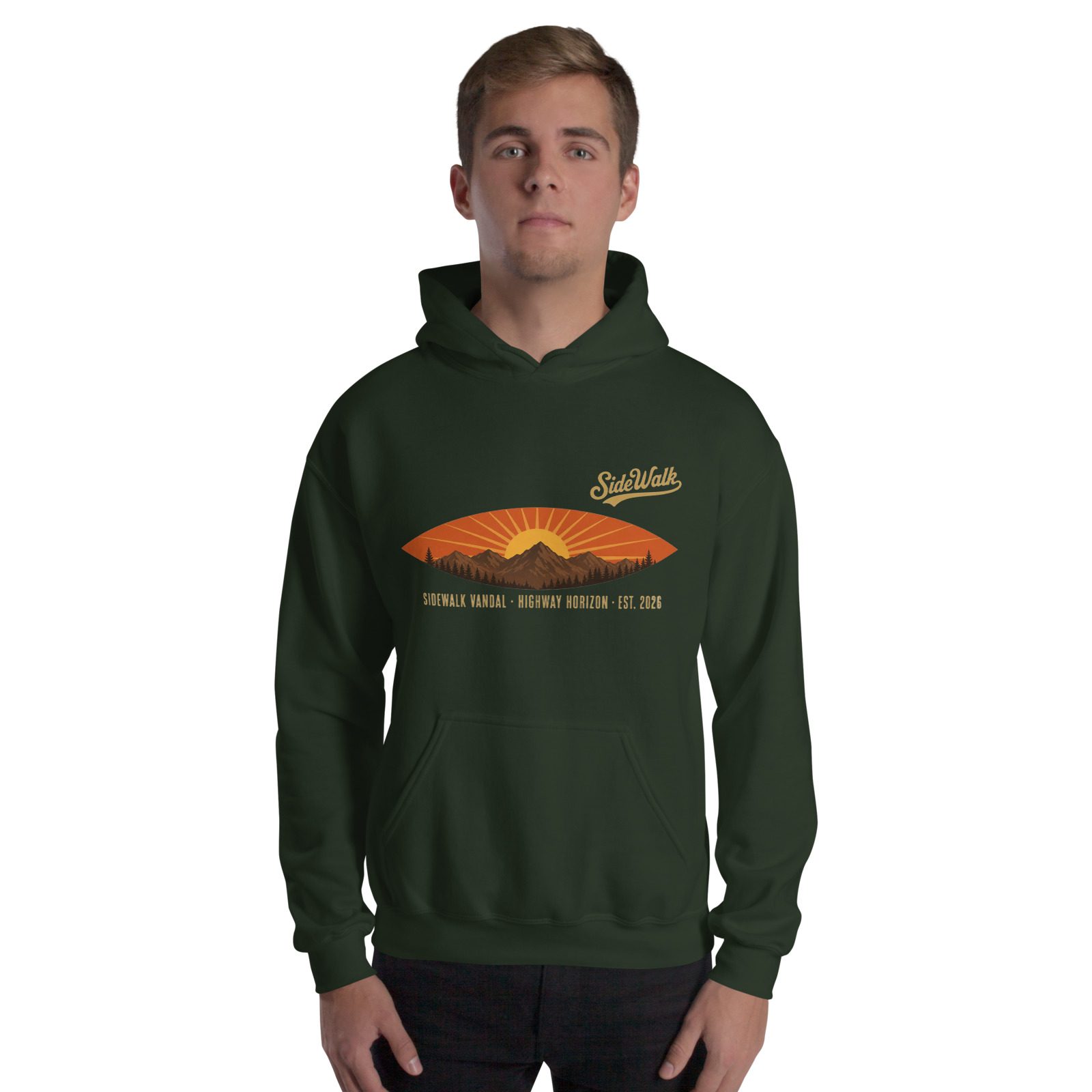 Highway Horizon Hoodie — Forest Green