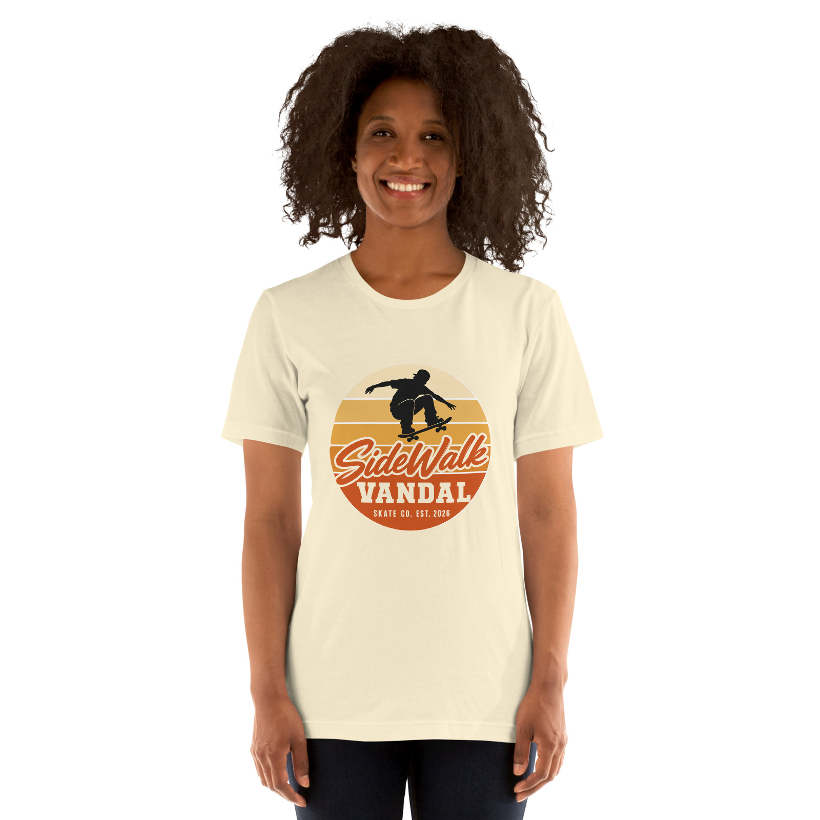 Sunset Skater Crop Tee — Natural — Front view