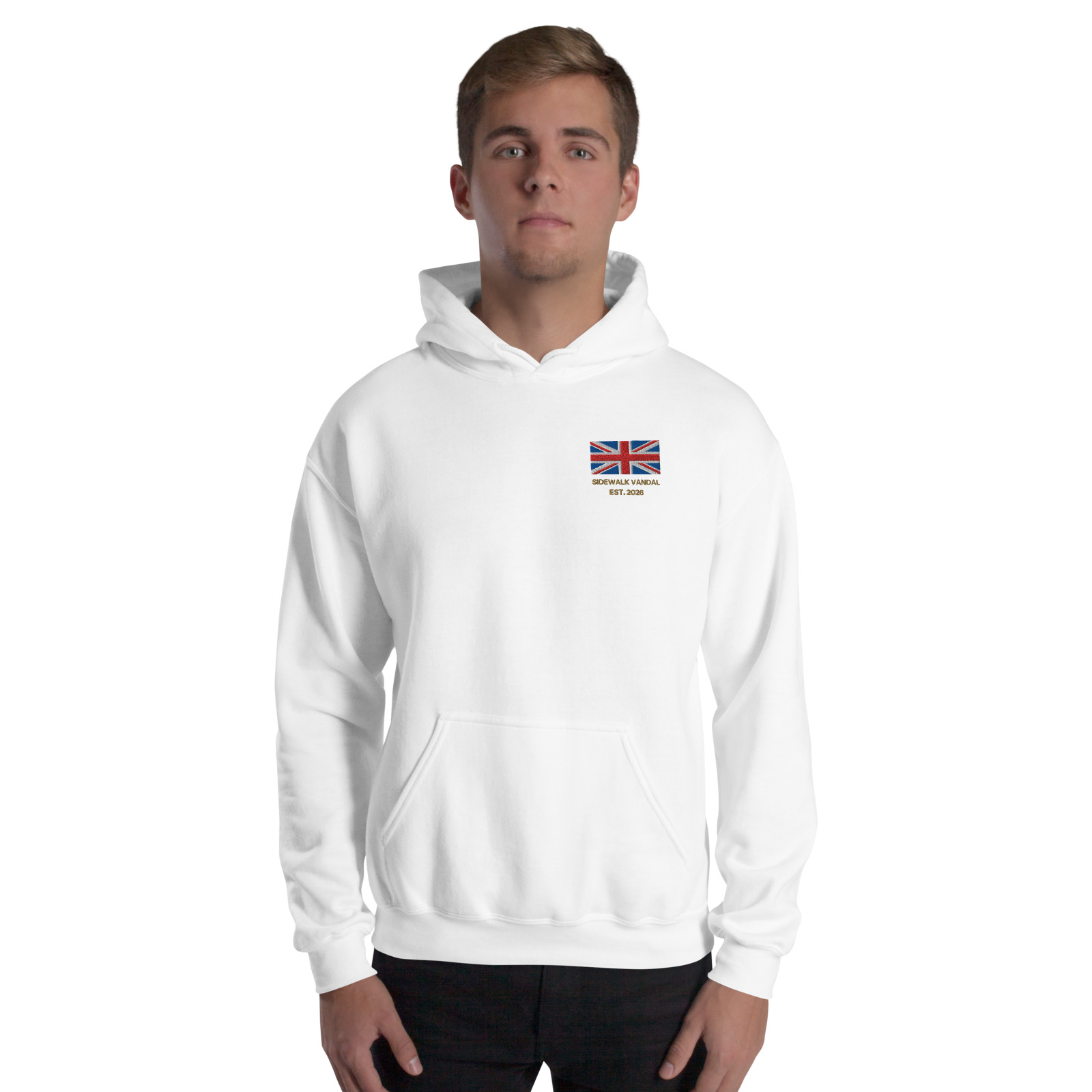 Union Jack Hoodie — White — Front view