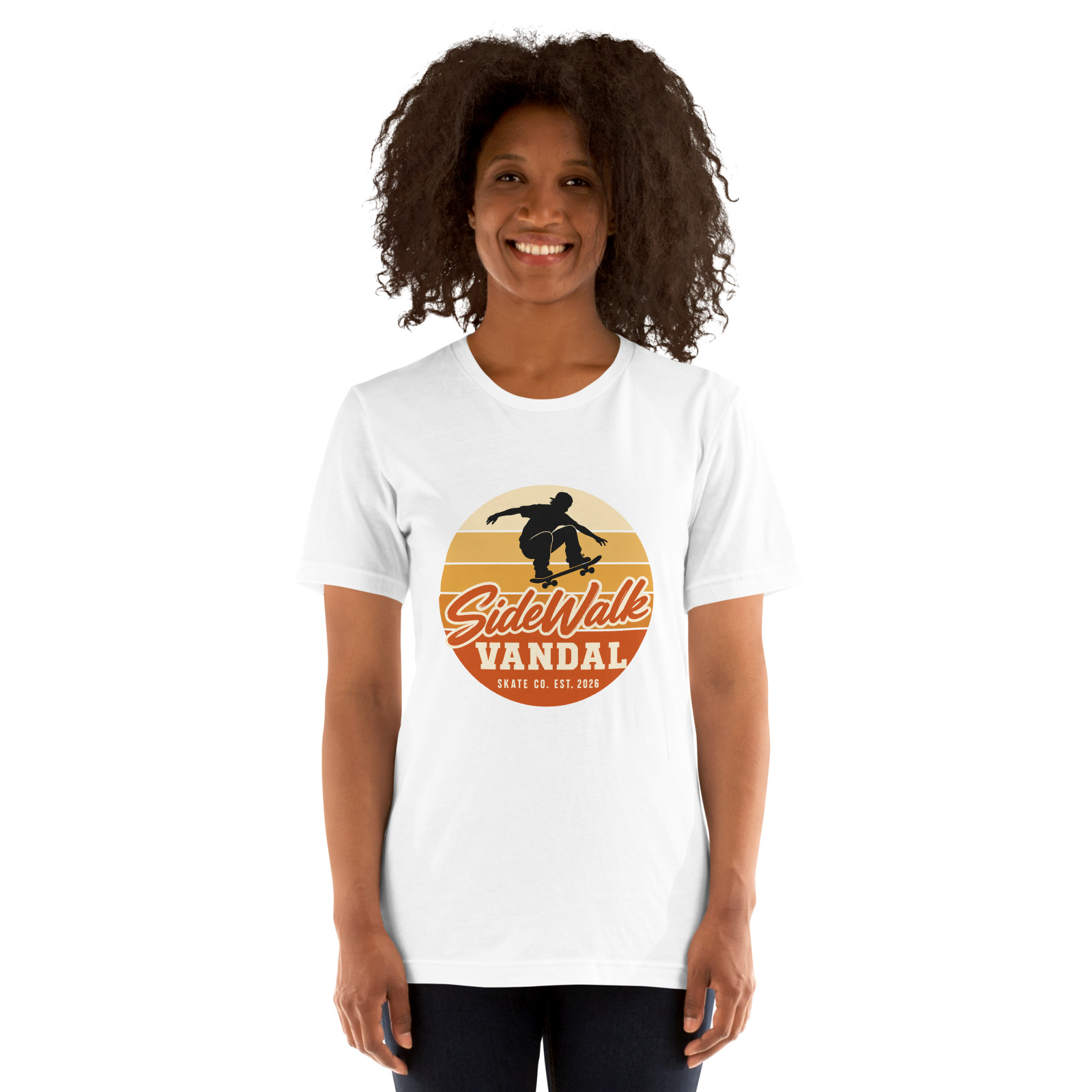 Sunset Skater Crop Tee — White — Front view