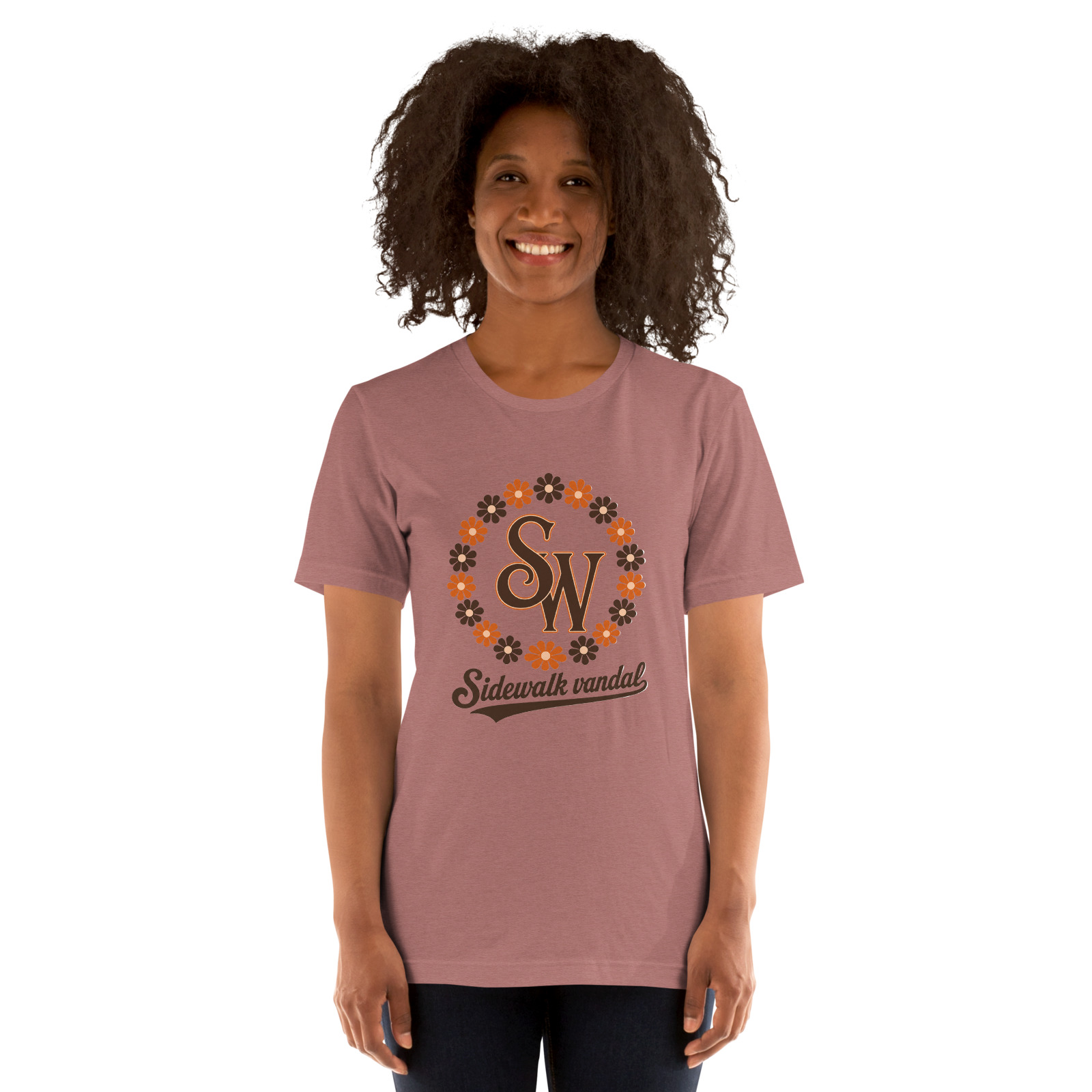 Daisy Chain Monogram Tee — Heather Mauve — Front view