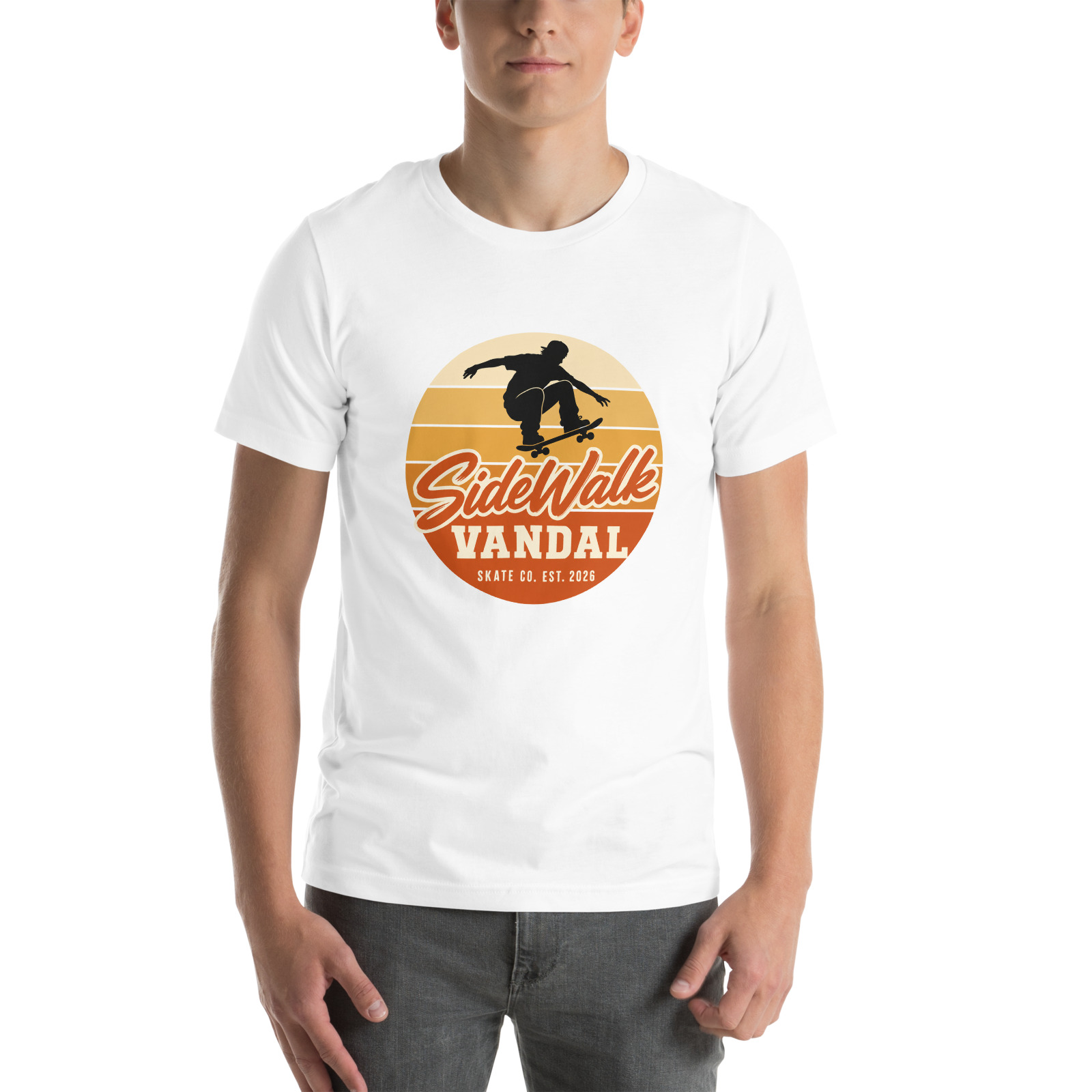 Sunset Skater Tee — White — Front view