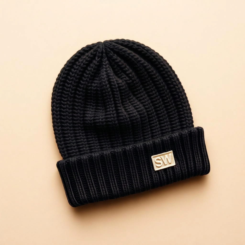 SW Monogram Beanie — Black
