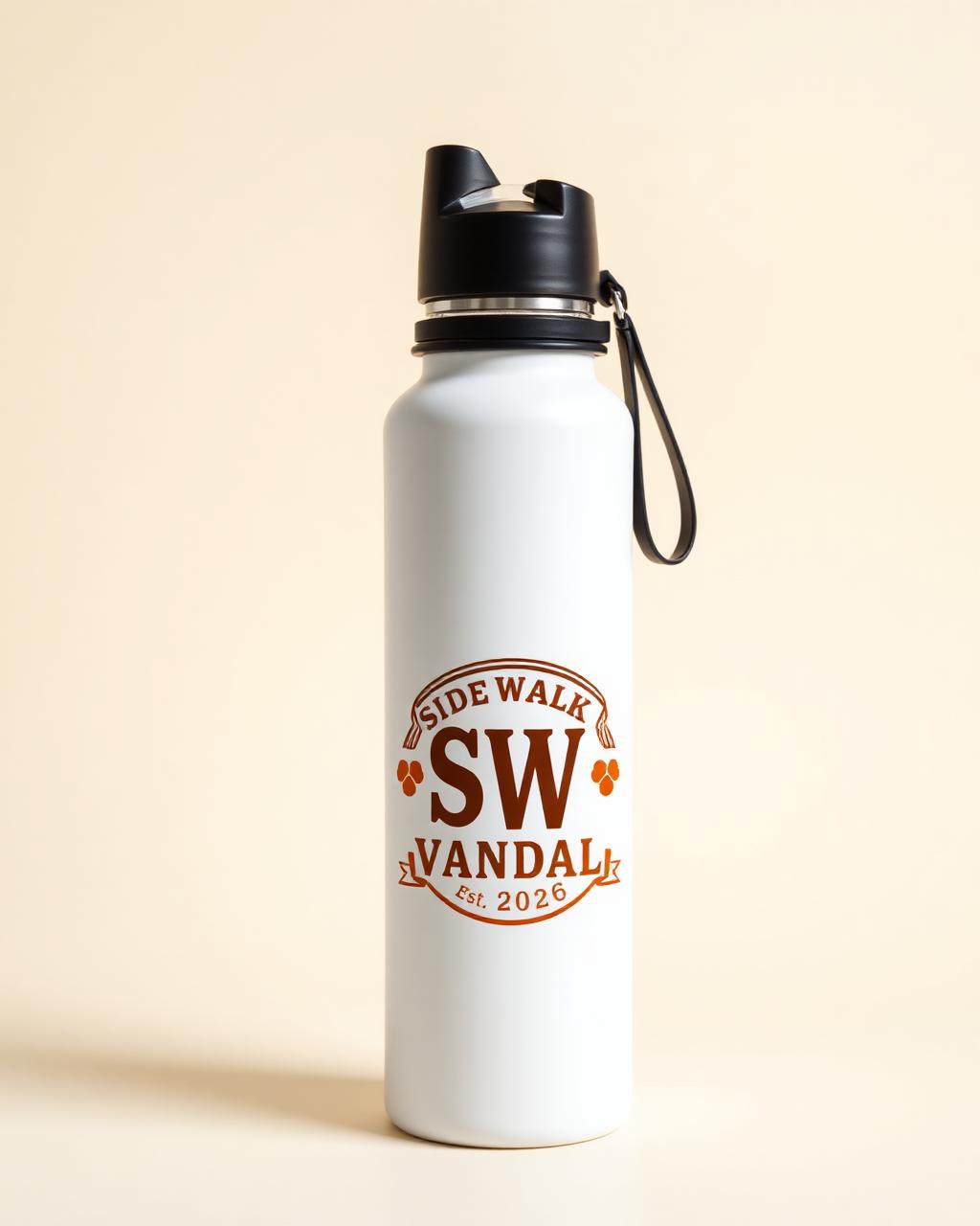 SW Monogram Water Bottle — White