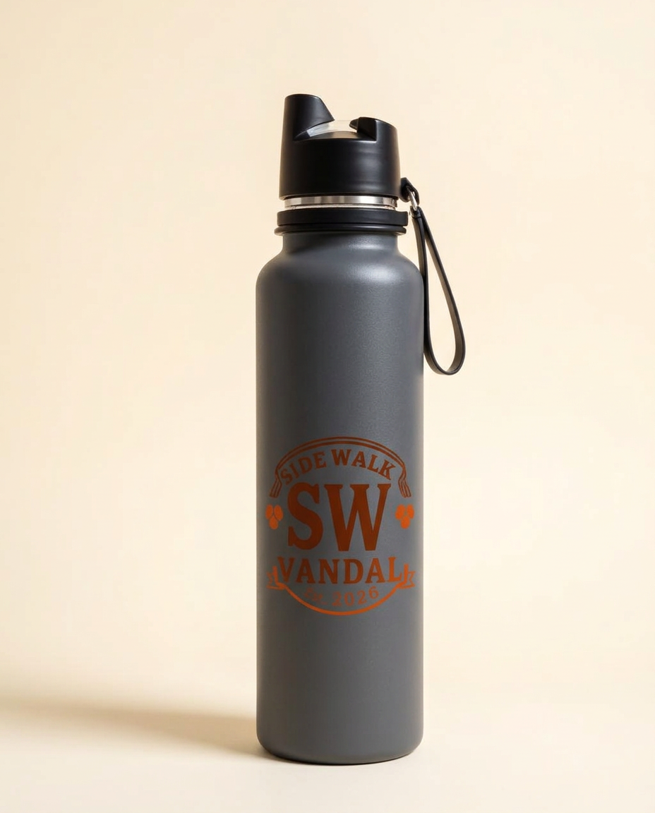 SW Monogram Water Bottle — Charcoal