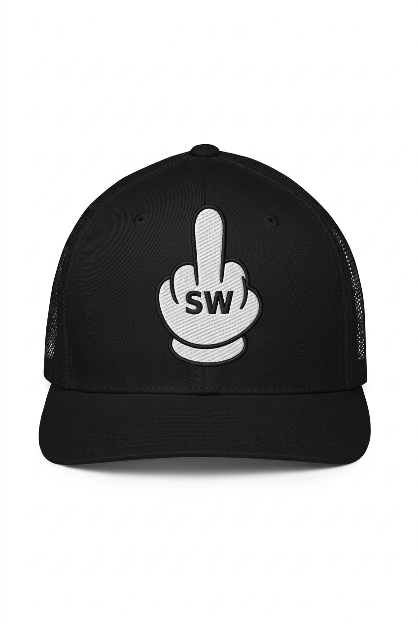 SW Hand Closed-Back Trucker Cap — Black — Front view