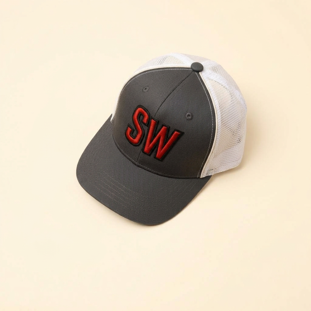 SW Monogram Trucker Cap — Charcoal