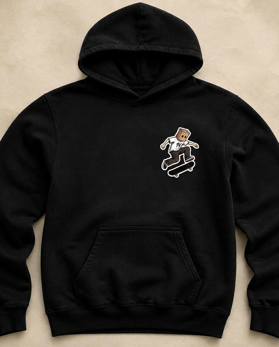 Box Head Deck Club Hoodie — Black — Front view