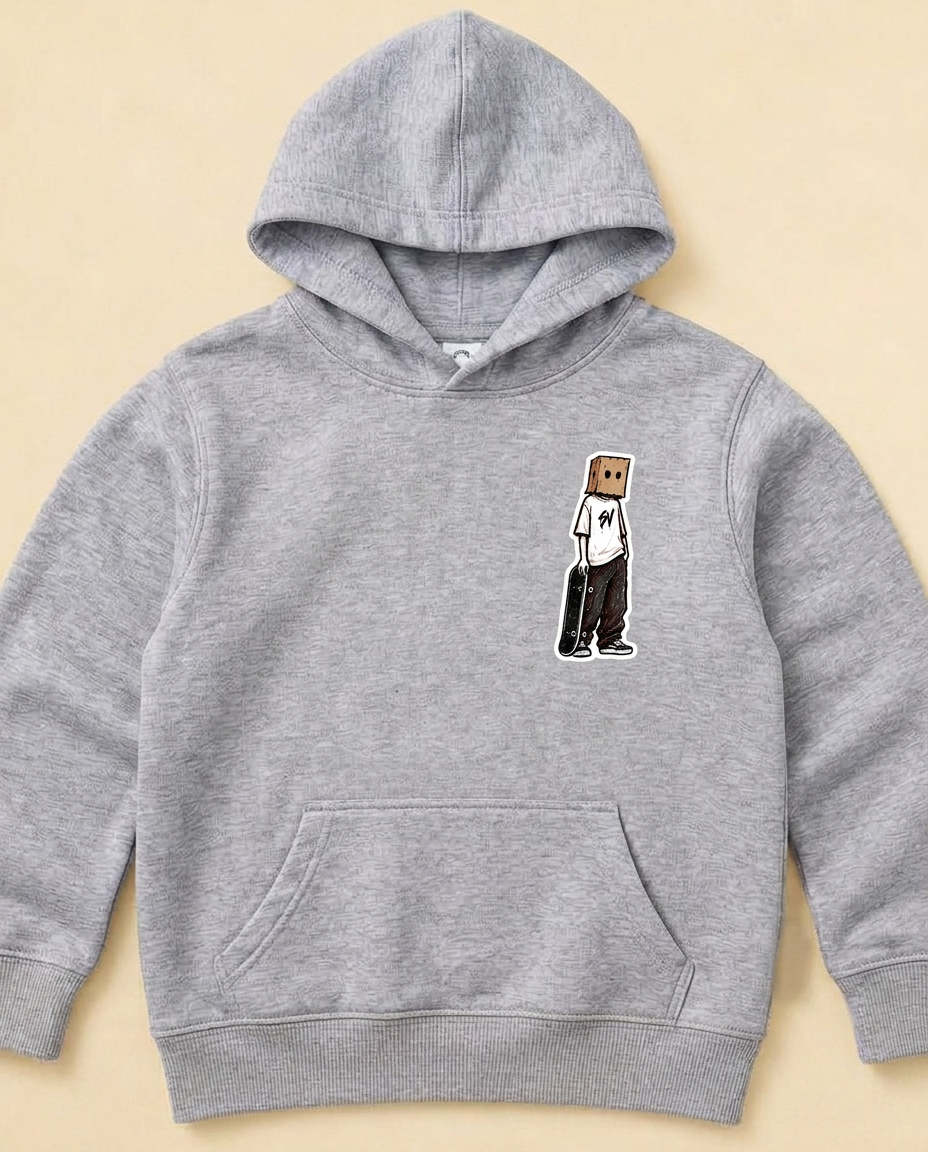 Box Head Mini Vandal Kids Hoodie — Sport Grey — Front view