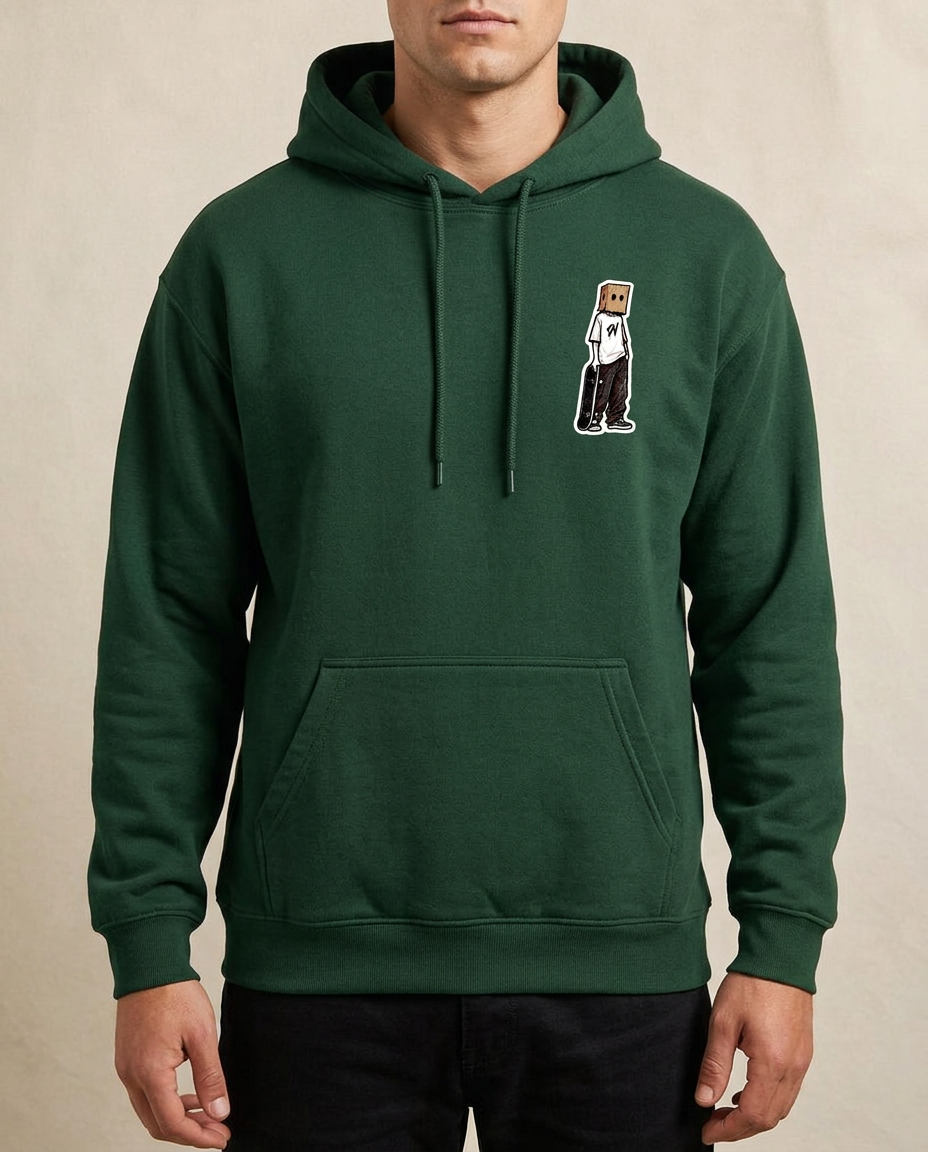 Box Head Street Mark Hoodie — Forest Green — Front view
