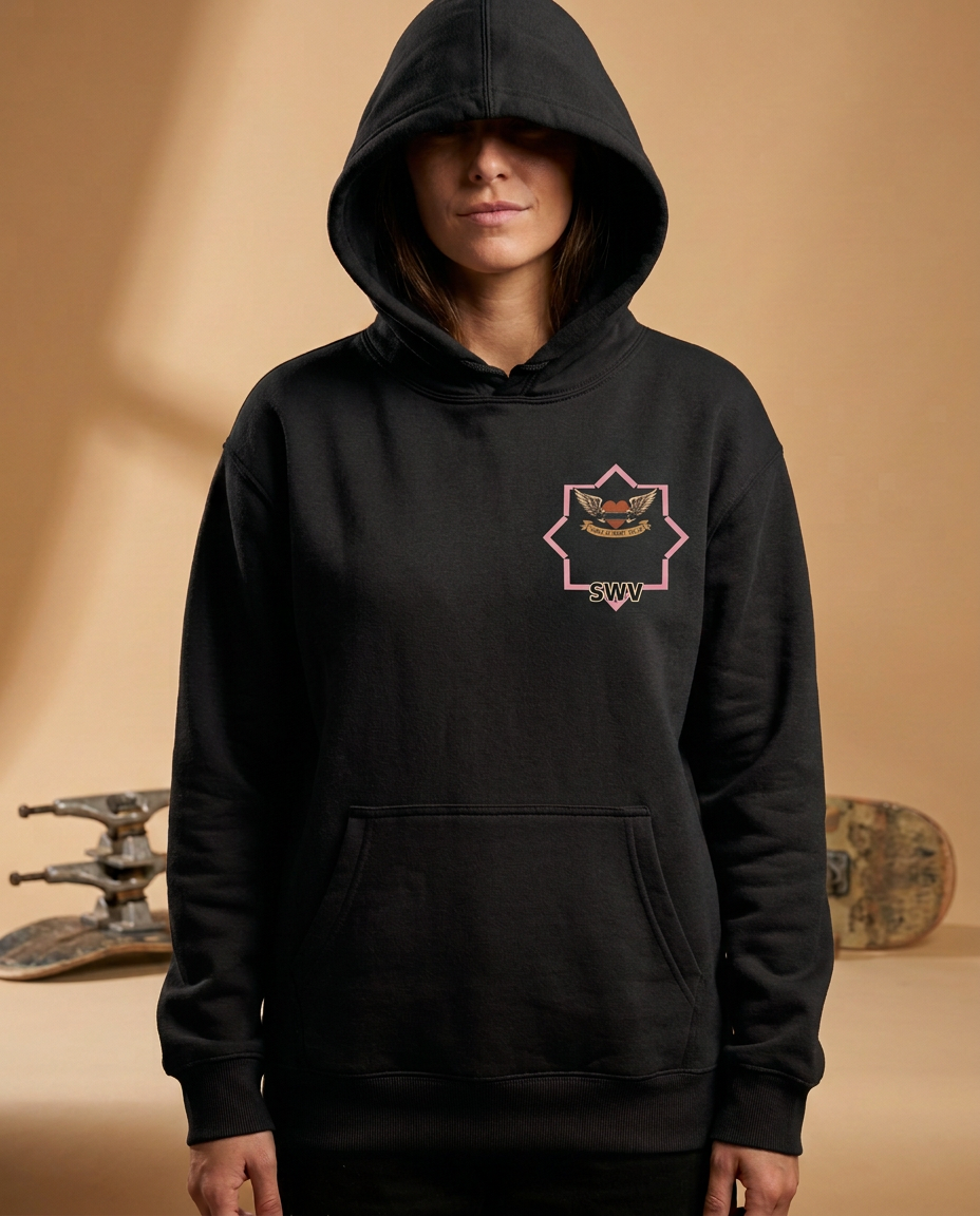 Heartlines Hoodie — Black — Front view