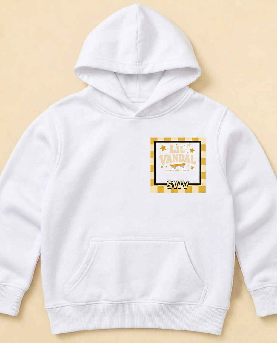 Little Vandal Kids Hoodie — White — Front view