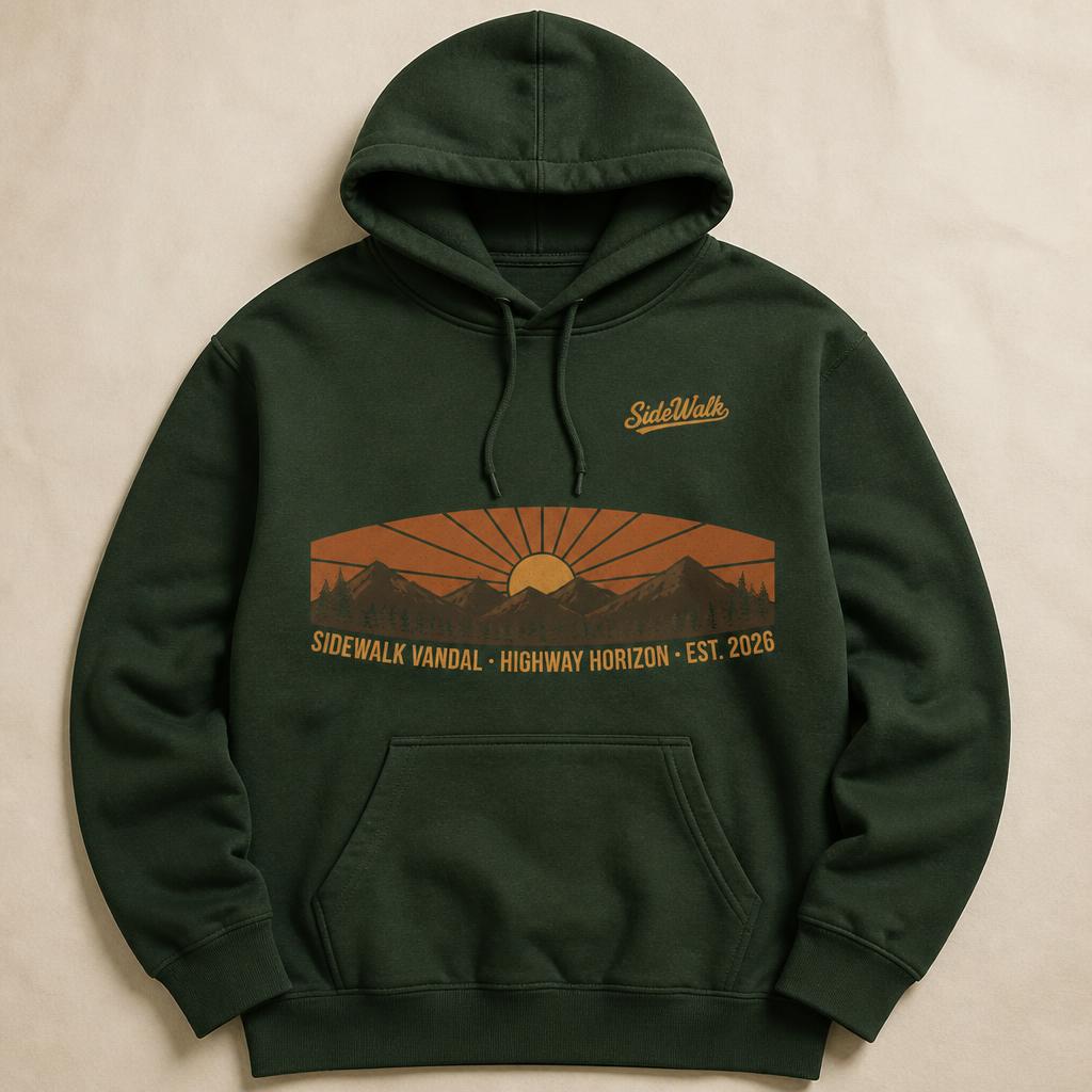 Highway Horizon Hoodie — Forest Green
