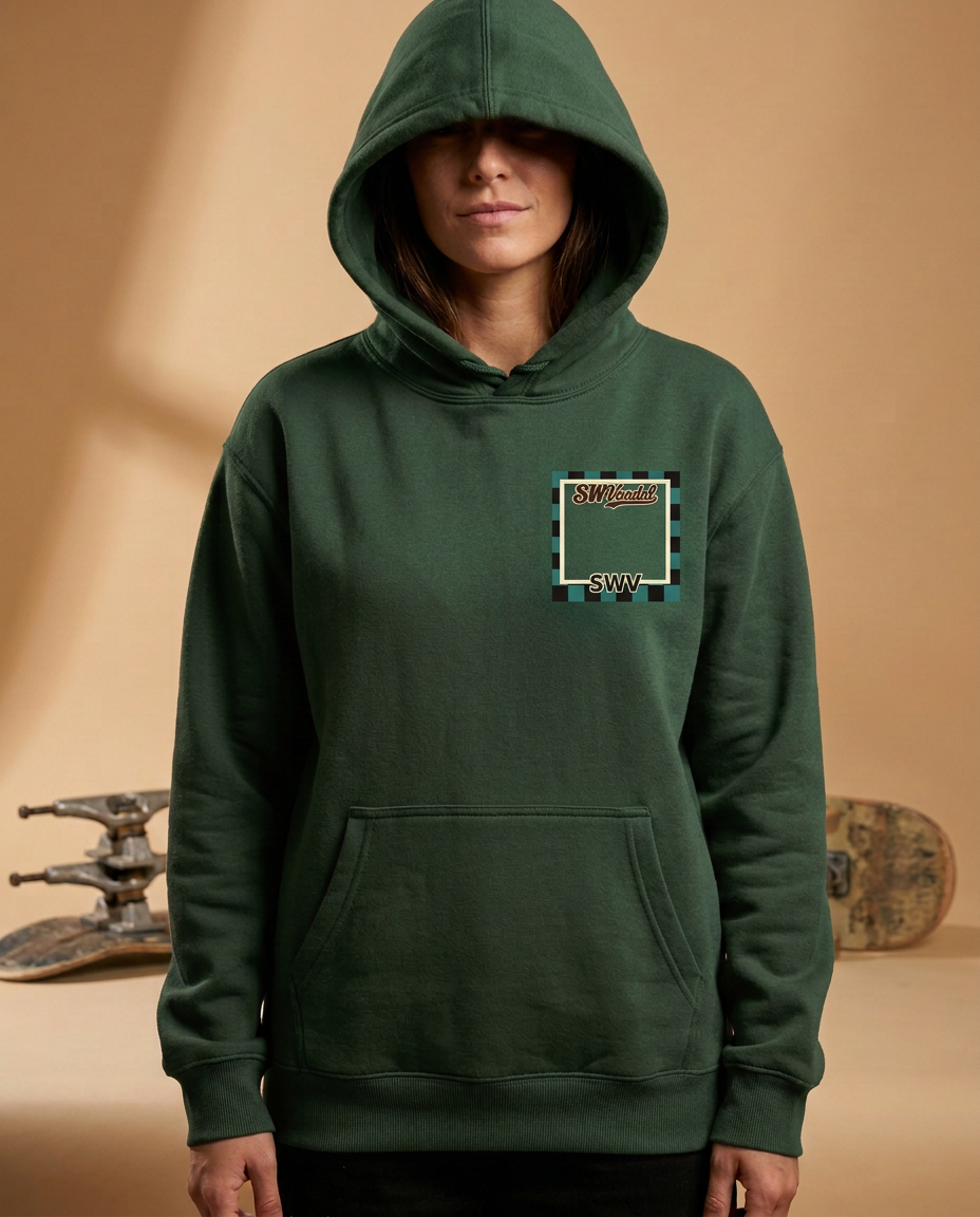 Script Track Hoodie — Forest Green — Front view