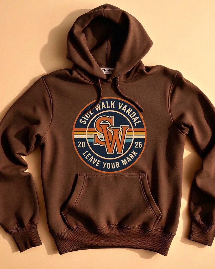 SW Monogram Fitted Hoodie — Dark Chocolate — front view