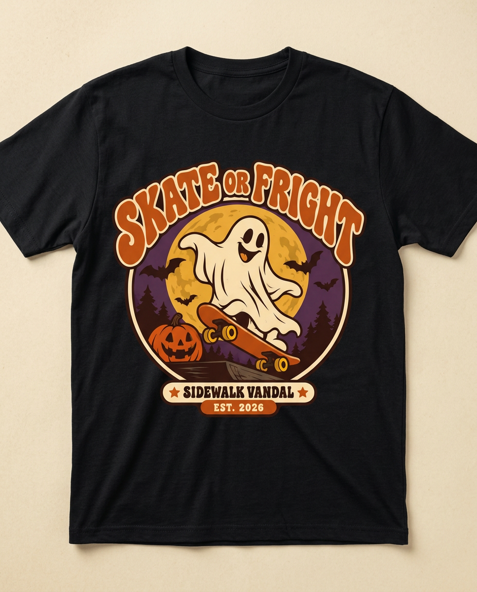 Skate or Fright Tee — Black