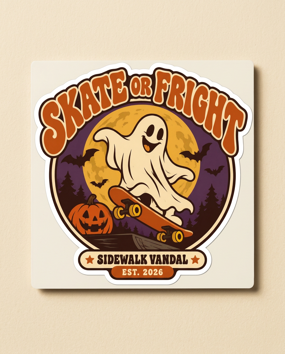 Skate or Fright Magnet — White