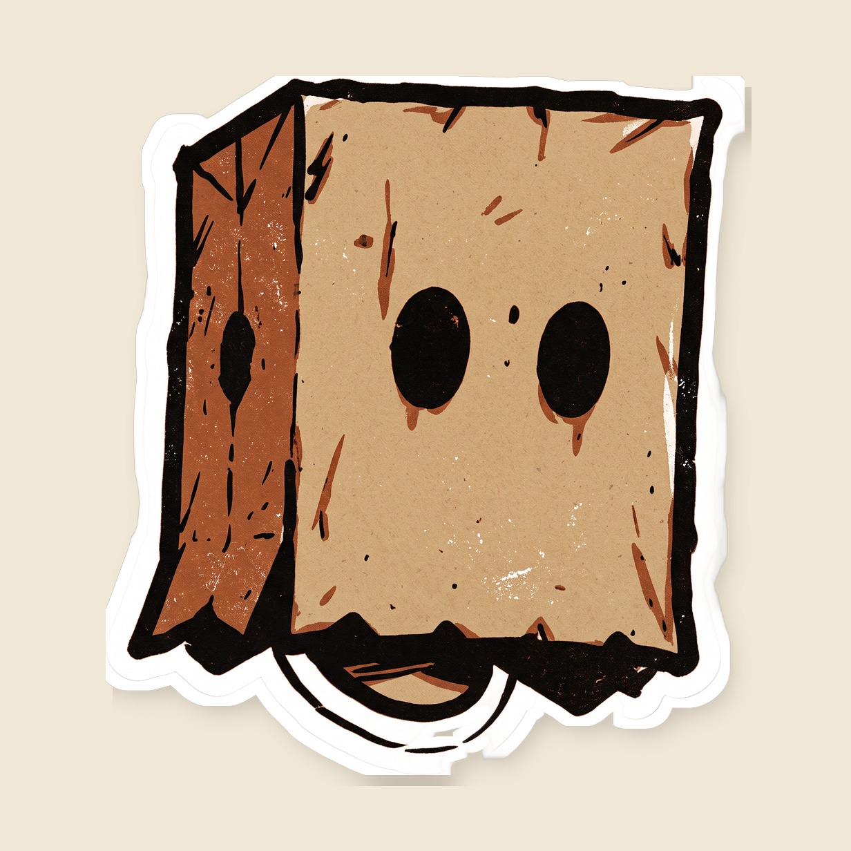Box Head Face Sticker — Box Head — Front view