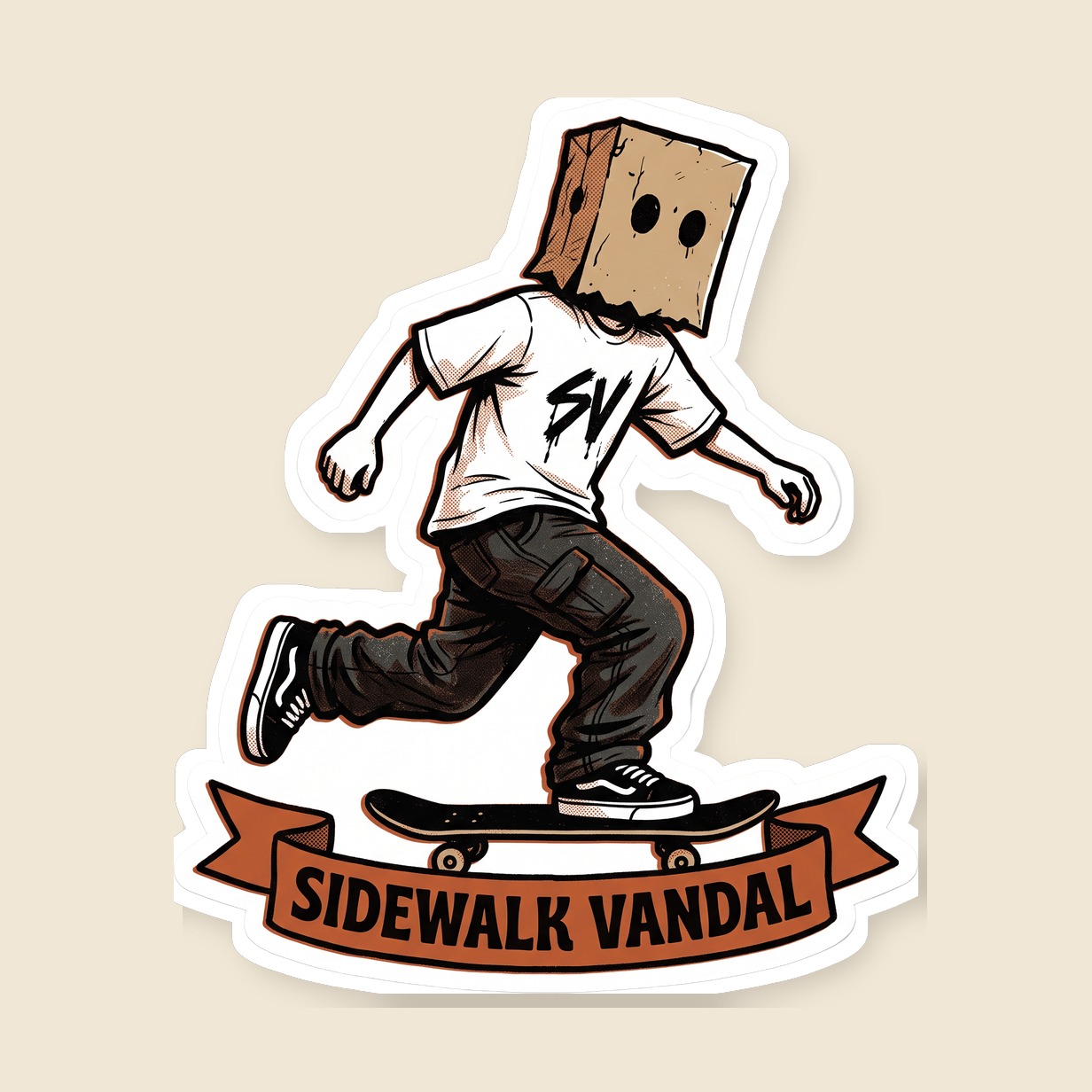 Box Head Banner Sticker — Box Head — Front view