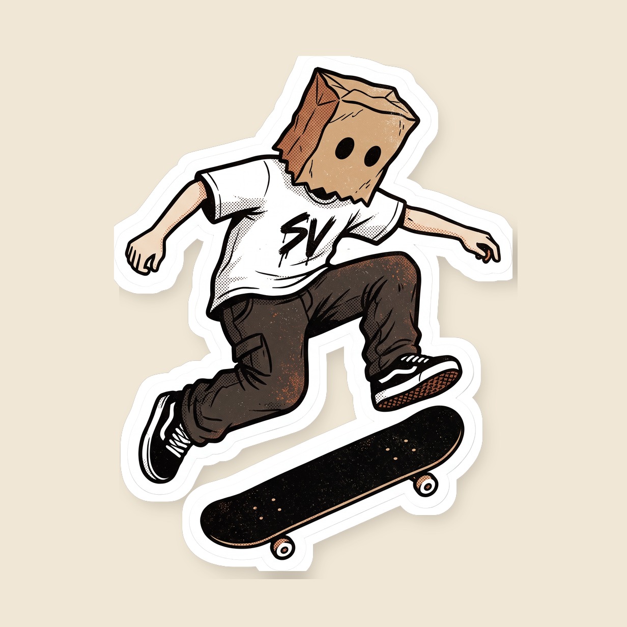 Box Head Kickflip Sticker — Box Head — Front view