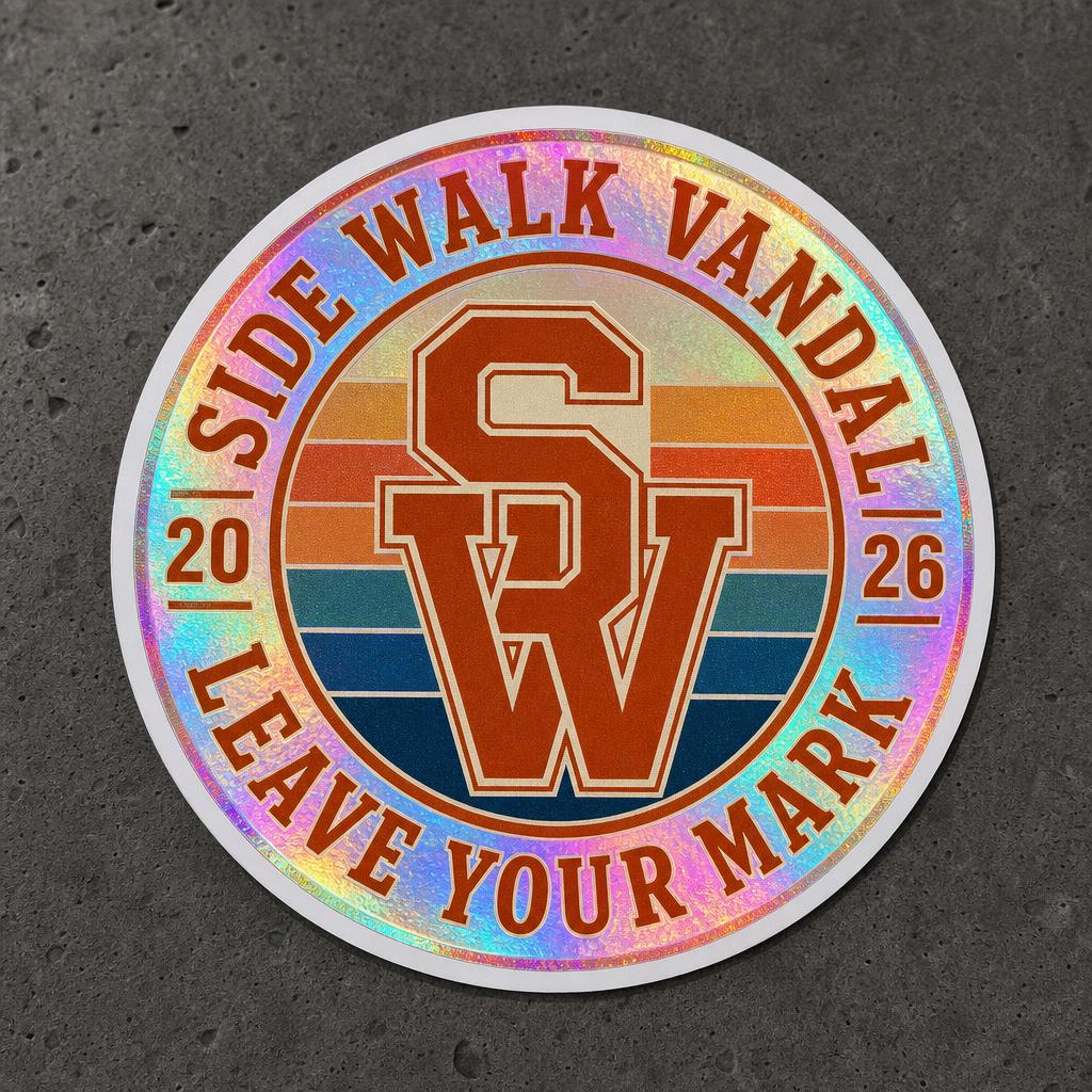 SW Monogram Holo Sticker — Rainbow Foil