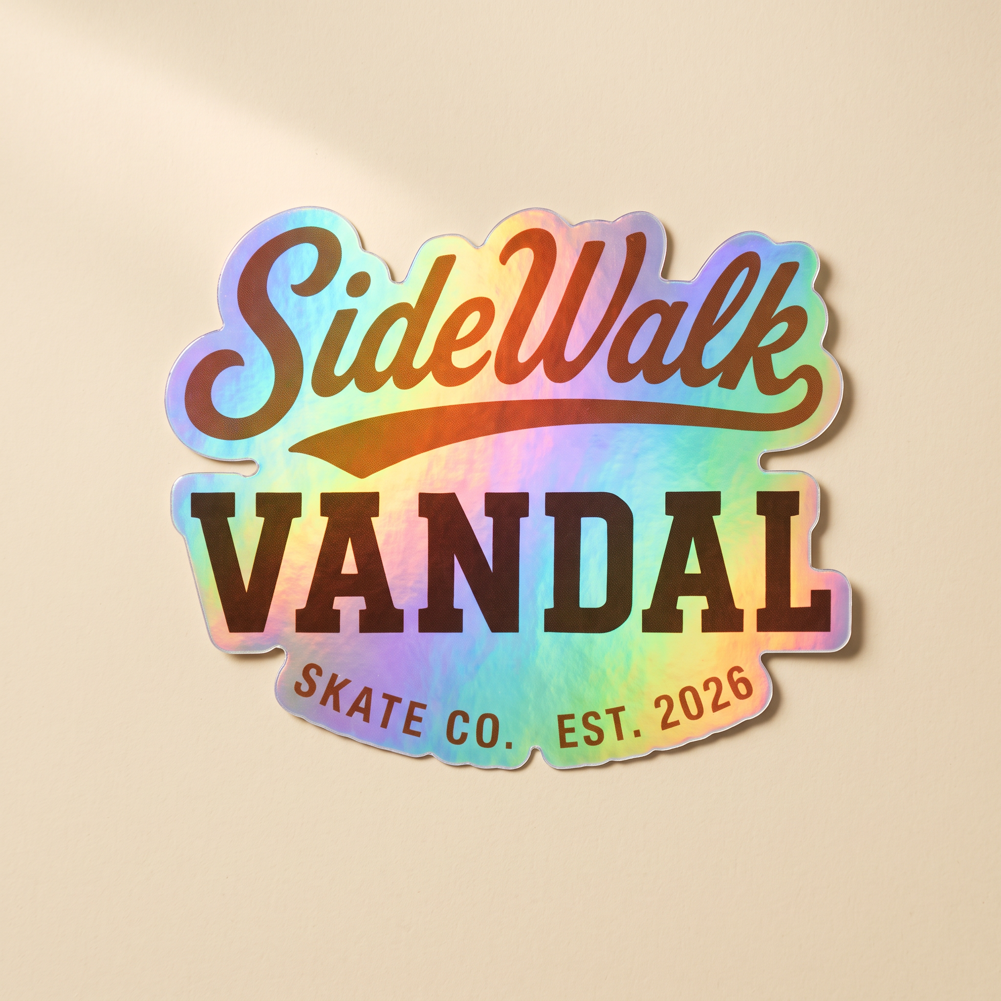 Script Wordmark Holo Sticker — Rainbow Foil