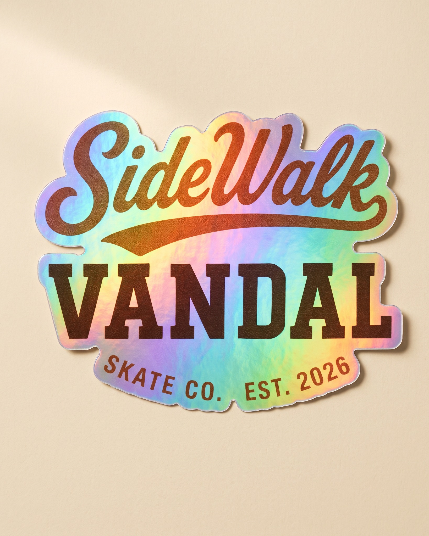 Script Wordmark Holo Sticker — Rainbow Foil