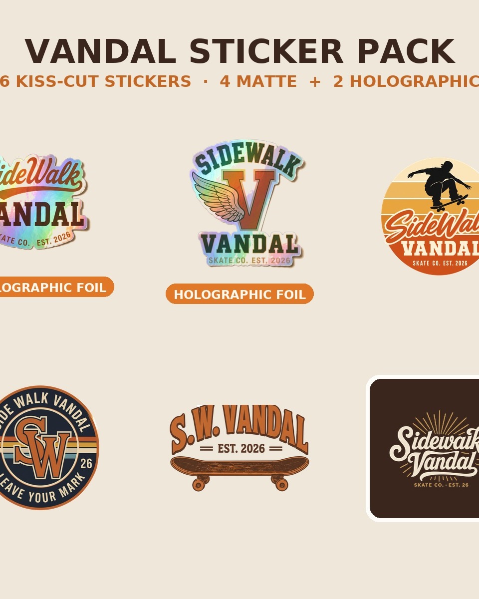 Vandal Sticker Pack — 6-Pack · 2 Holographic